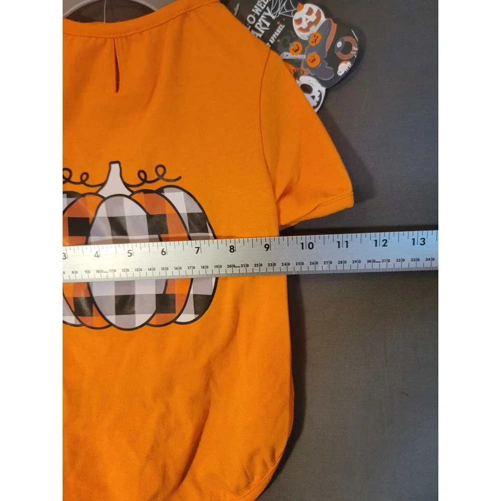 Howl-O-Ween Party Pet Shirt Medium Orange NWT Buffalo Plaid Pumpkin Halloween